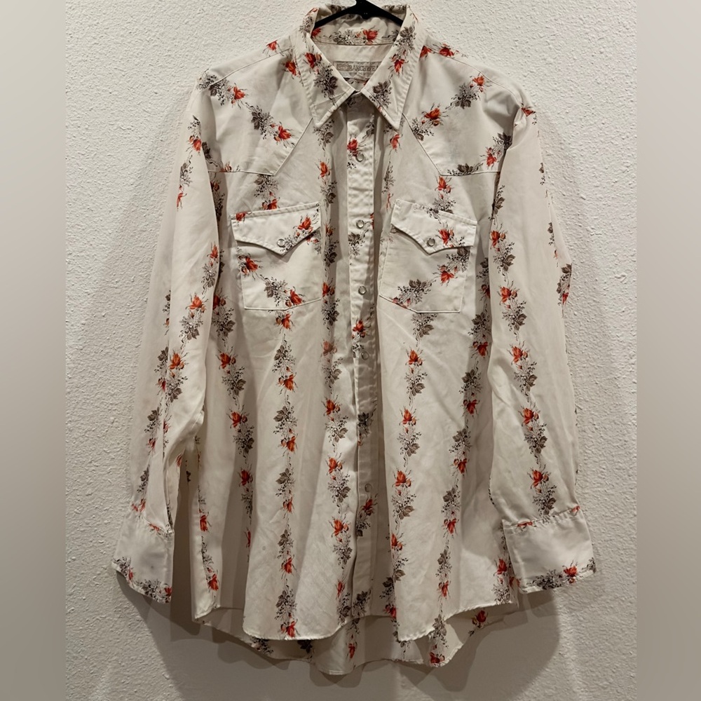 Vintage Ranchwear Floral Pearl Snap Western Shirt by Corral West Large 17 / 34